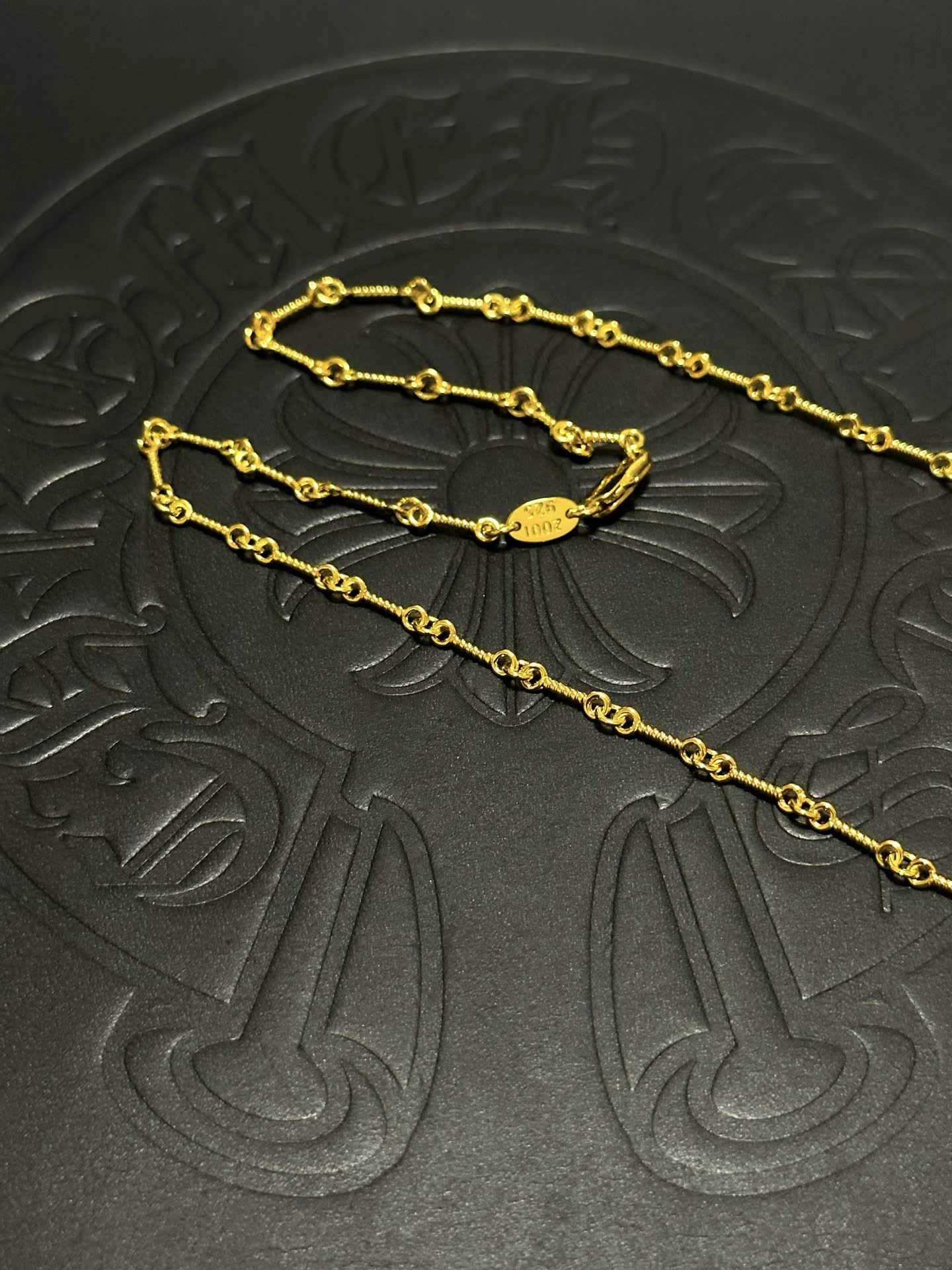 Chrome Hearts Gold-Plated Necklace with Key and Square Charm